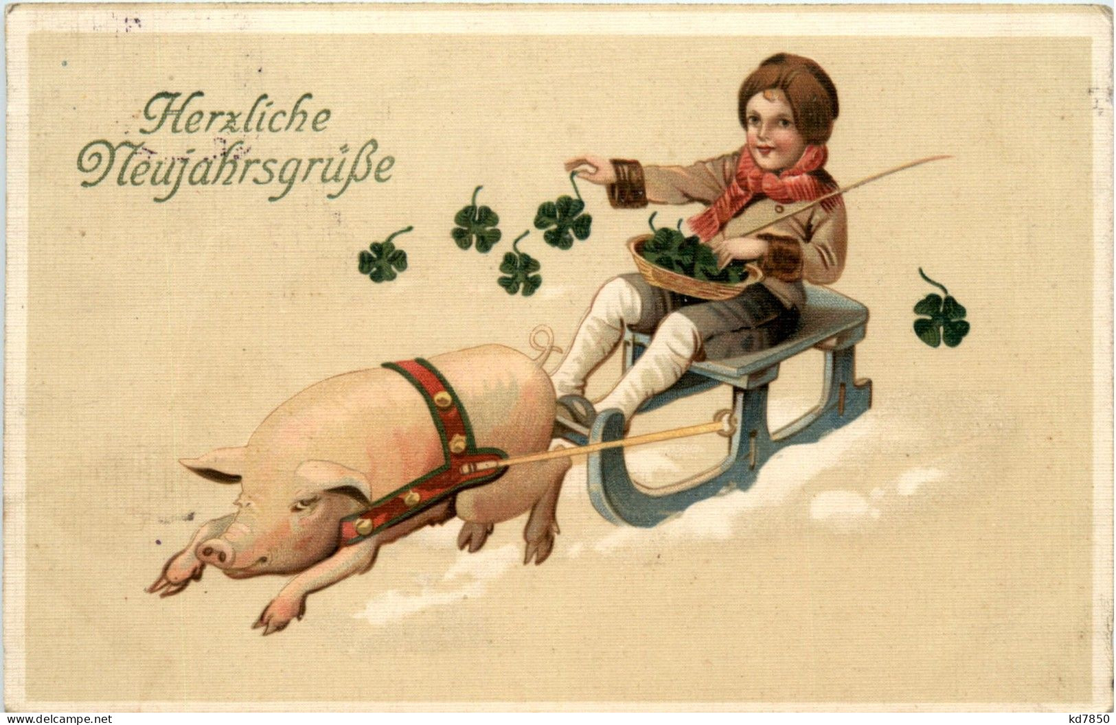 Neujahr - Kind Mit Schwein - New Year