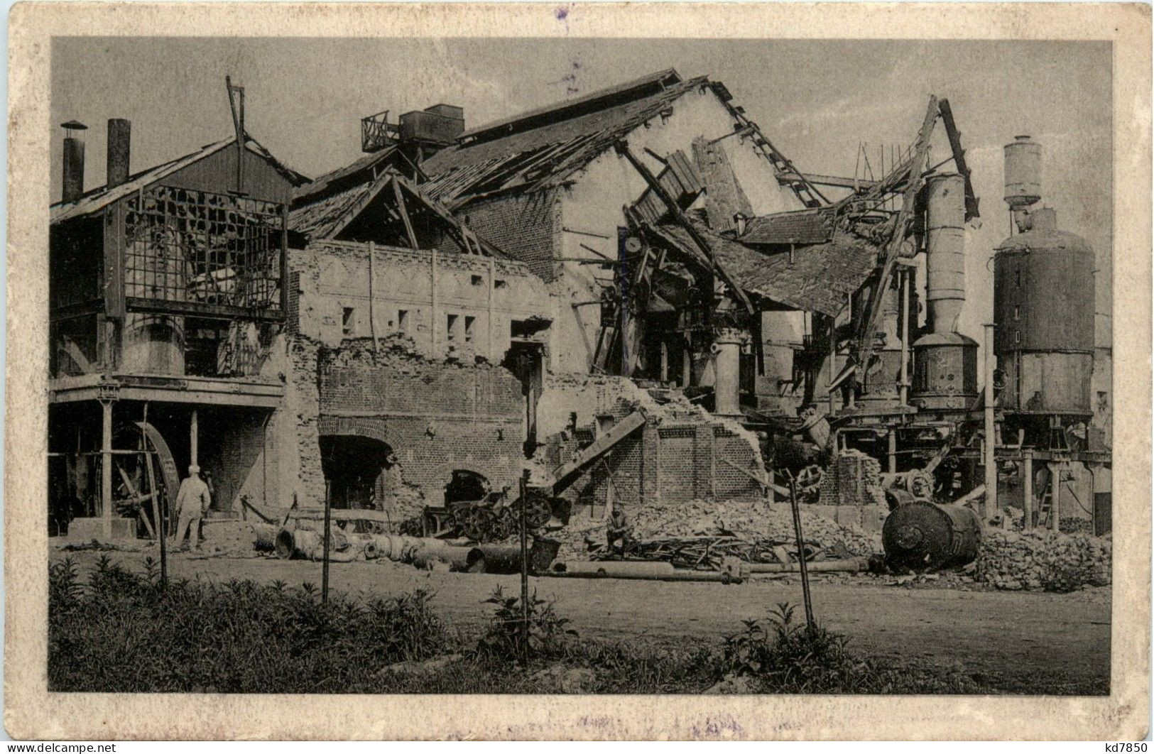 Weltkrieg - Zerstörte Zuckerfabrik - Weltkrieg 1914-18