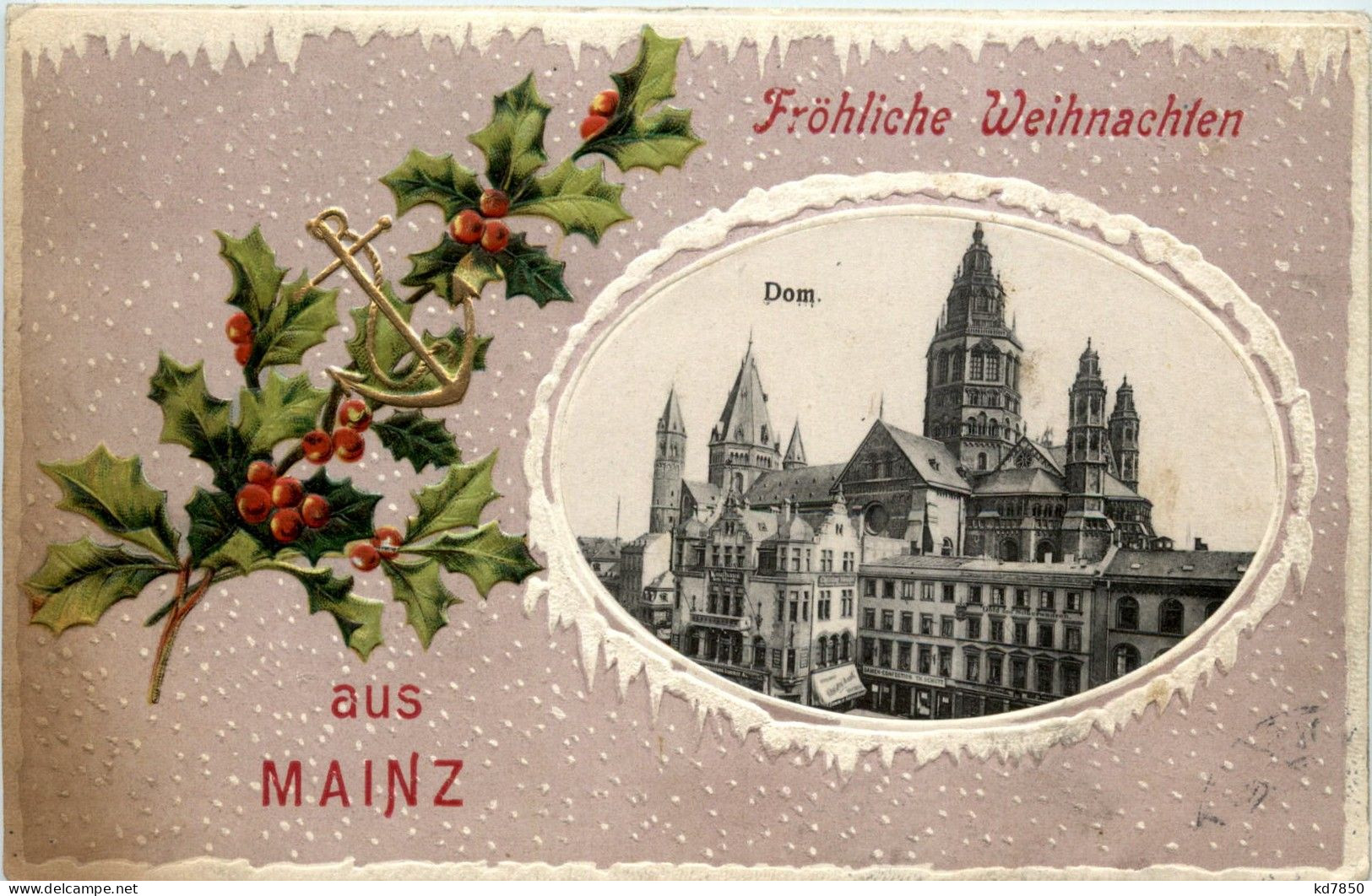 Fröhliche Weihnachten Aus Mainz - Litho Prägekarte - Mainz