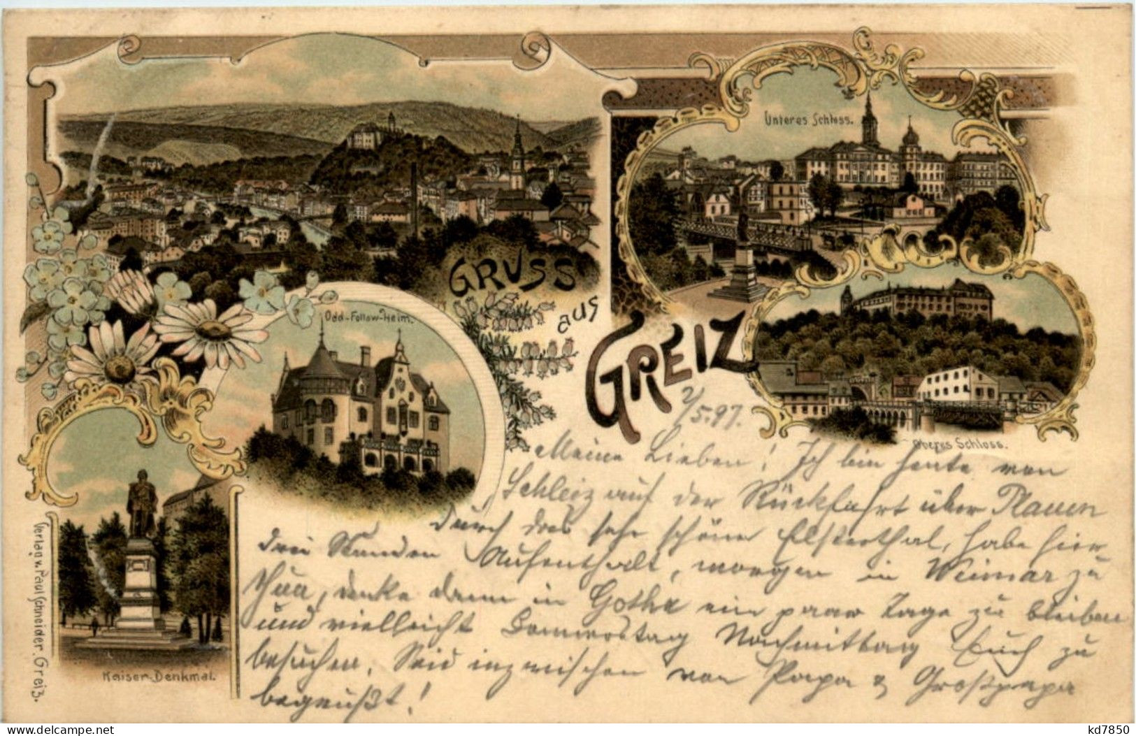 Gruss Aus Greiz - Litho 1897 - Bahnpost Stempel - Greiz
