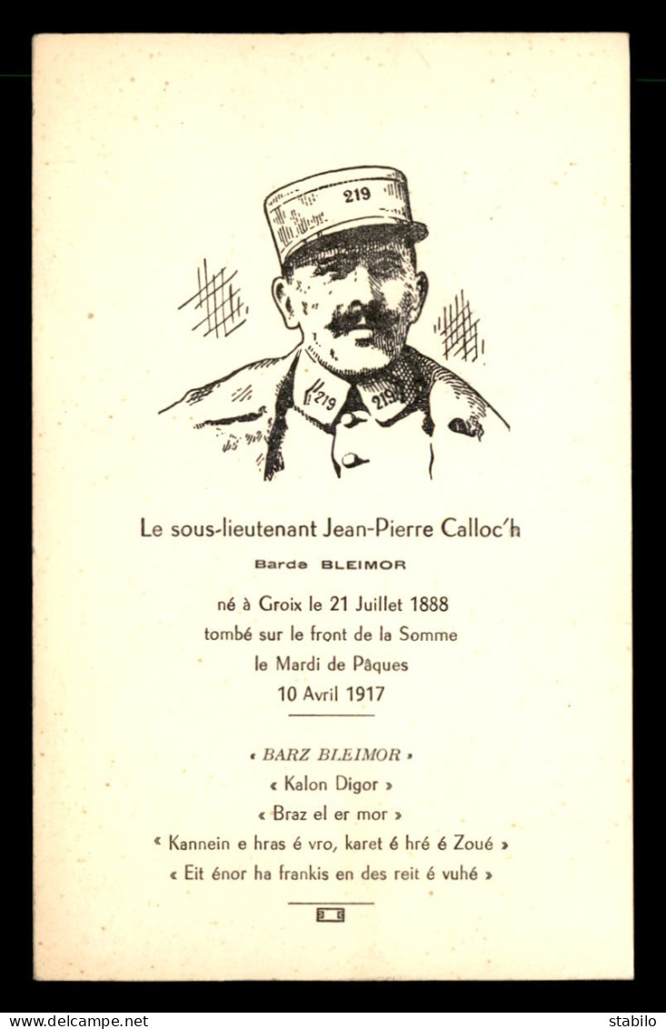 56 - ILE DE GROIX - LE SOUS-LIEUTENANT JEAN-PIERRE CALLOC'H, BARDE BLEIMOR NE A GROIX EN 1888 - Groix