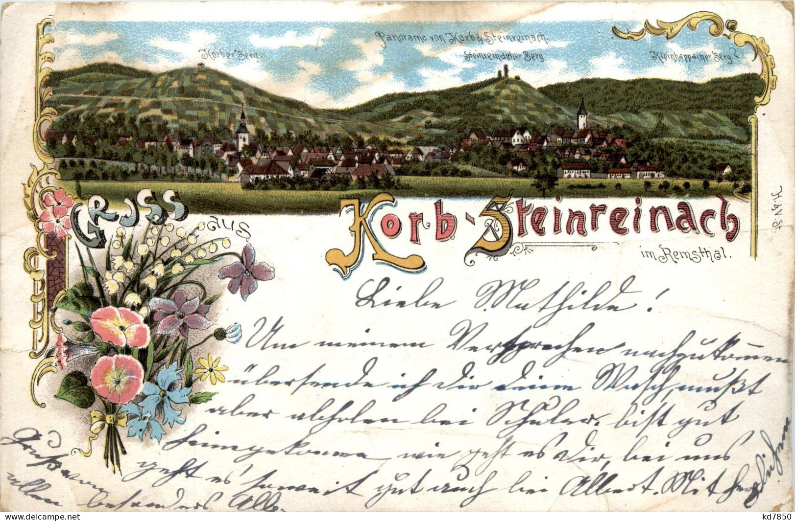 Gruss Aus Korb Steinreinach - Litho - Waiblingen