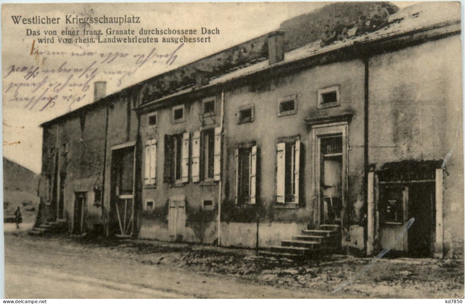 Von Einer Franz. Granate Durchschossenes Dach - Feldpost - Weltkrieg 1914-18