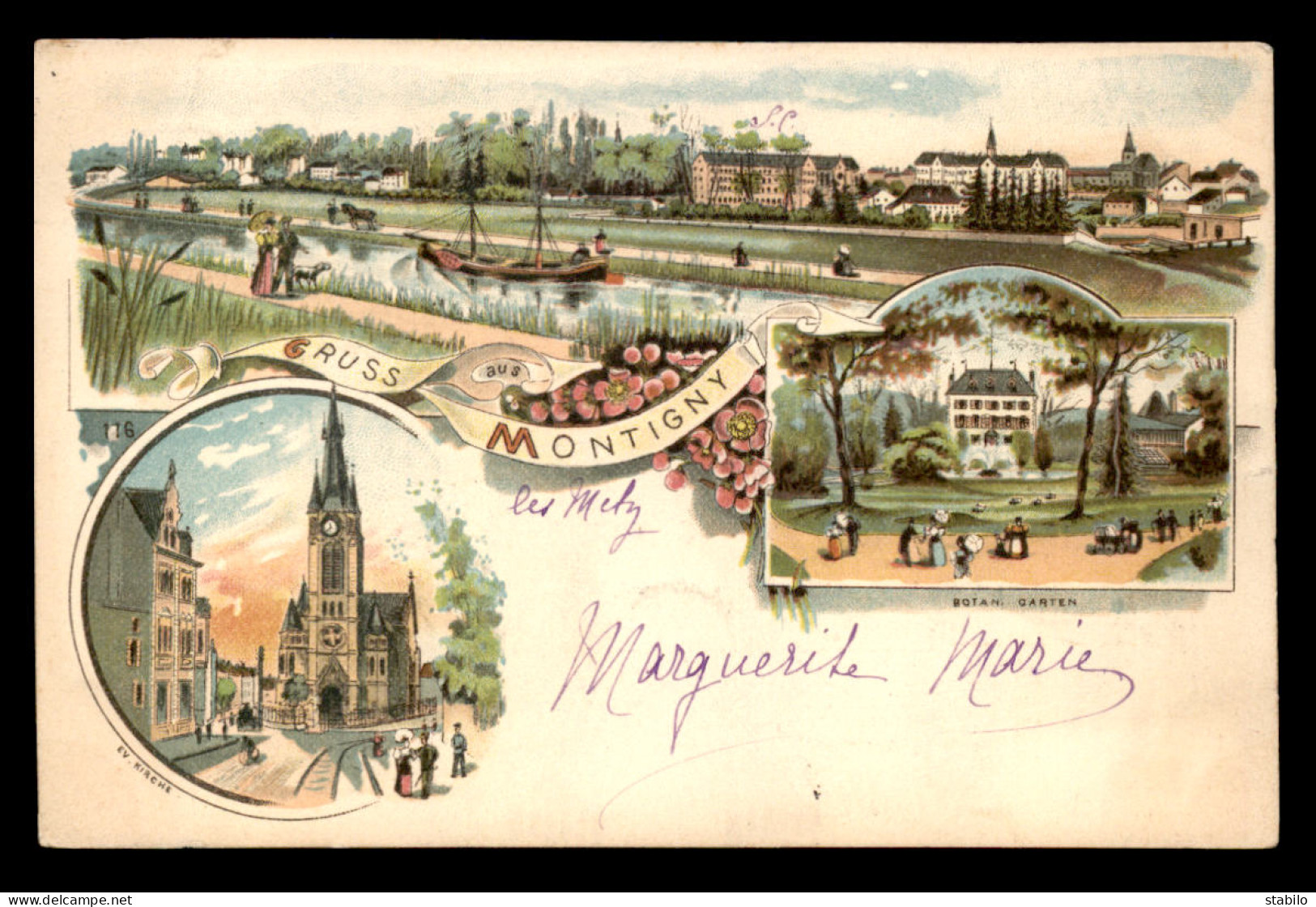 57 - MONTIGNY-LES-METZ - CARTE LITHOGRAPHIQUE GRUSS - Autres & Non Classés