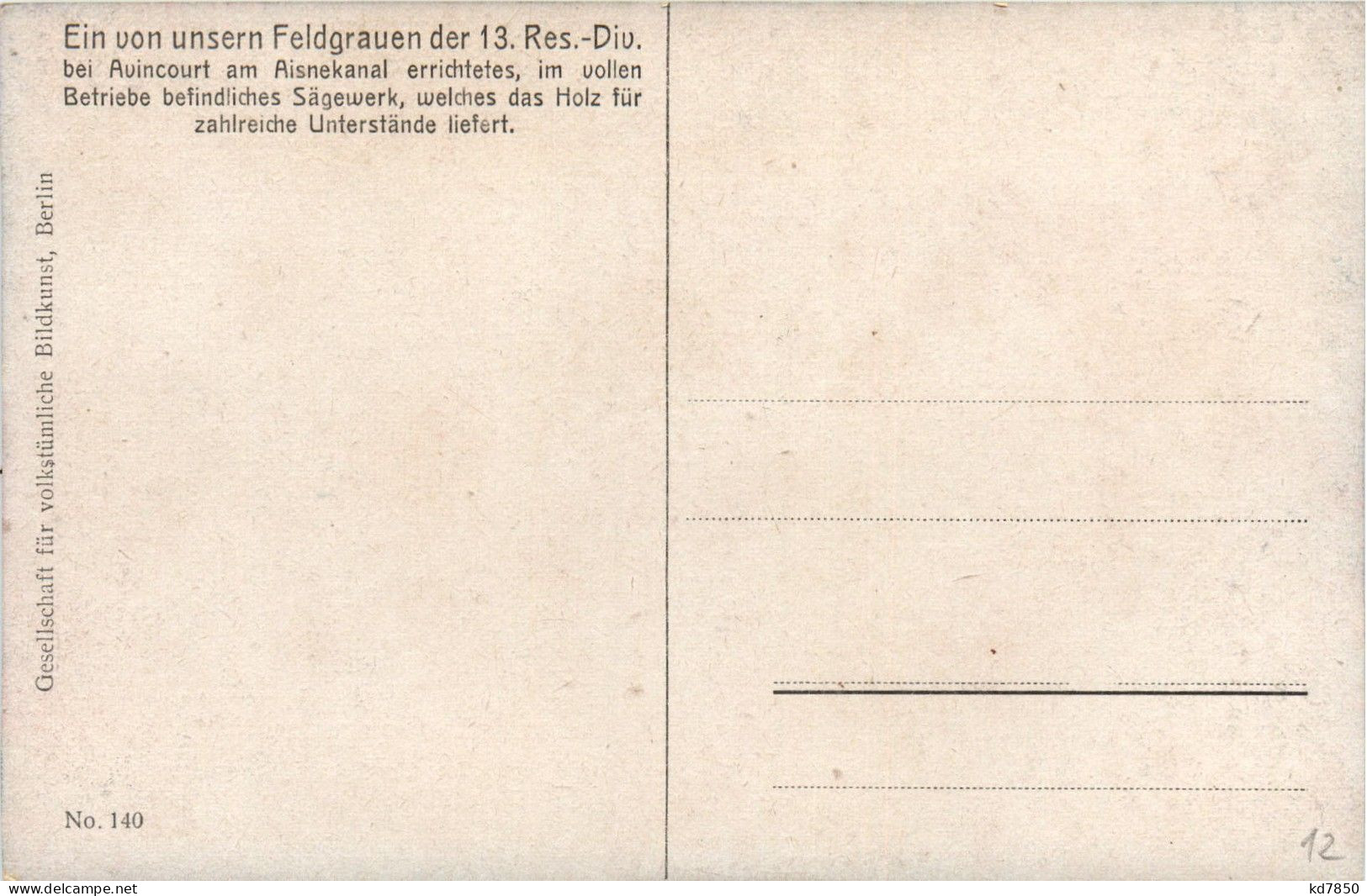 Feldgrauen Der 13. Res-Div. Bei Avincourt - War 1914-18