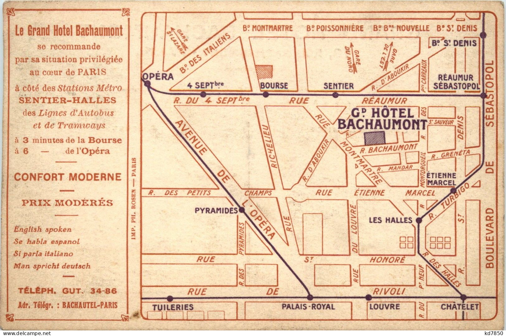 Paris - Le Grand Hotel Bachaumont - Cafés, Hotels, Restaurants