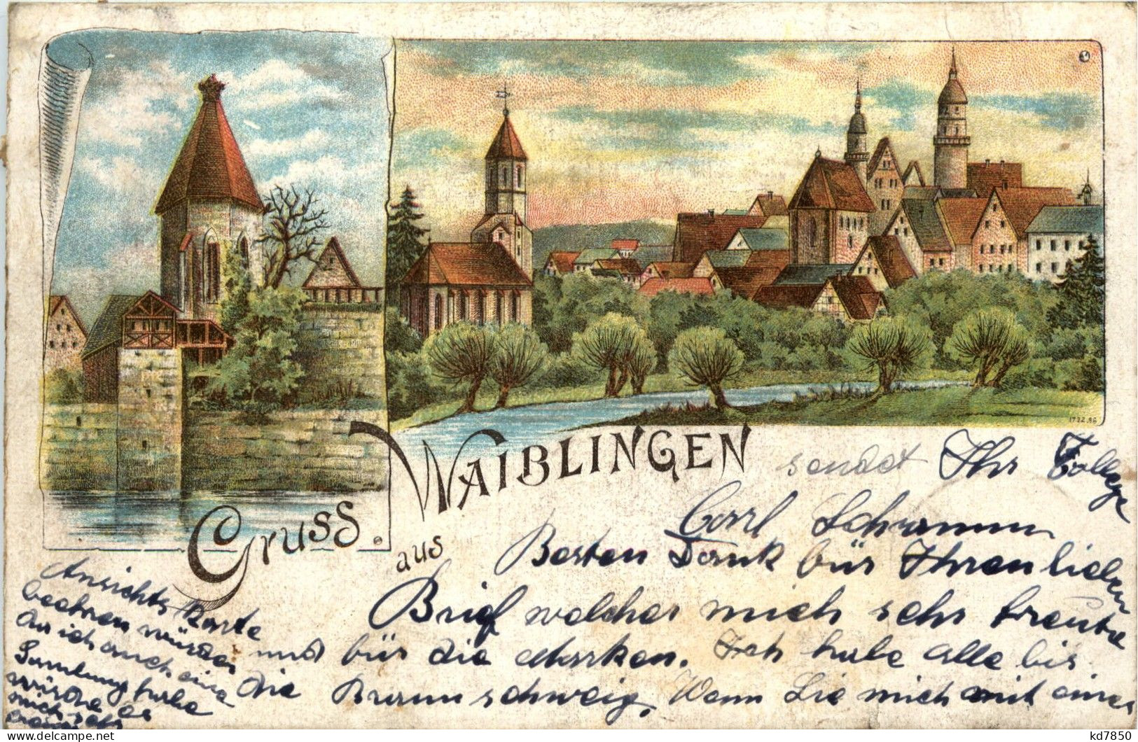 Gruss Aus Waiblingen - Litho - Waiblingen