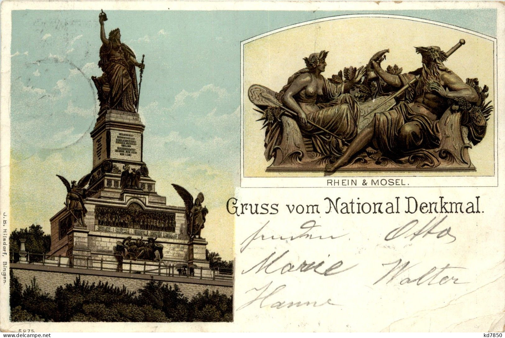 Gruss Vom National Denkmal Rüdesheim - Litho - Rüdesheim A. Rh.