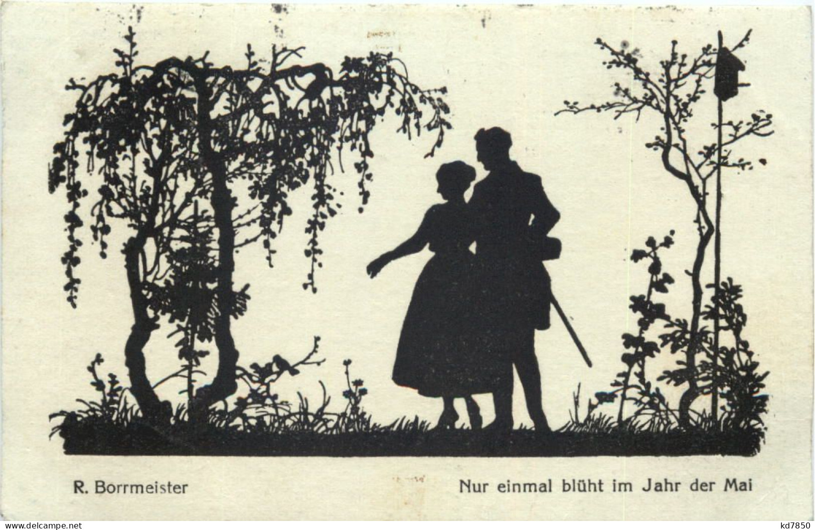 Scherenschnitt Künstler Ak R. Borrmeister - Scherenschnitt - Silhouette