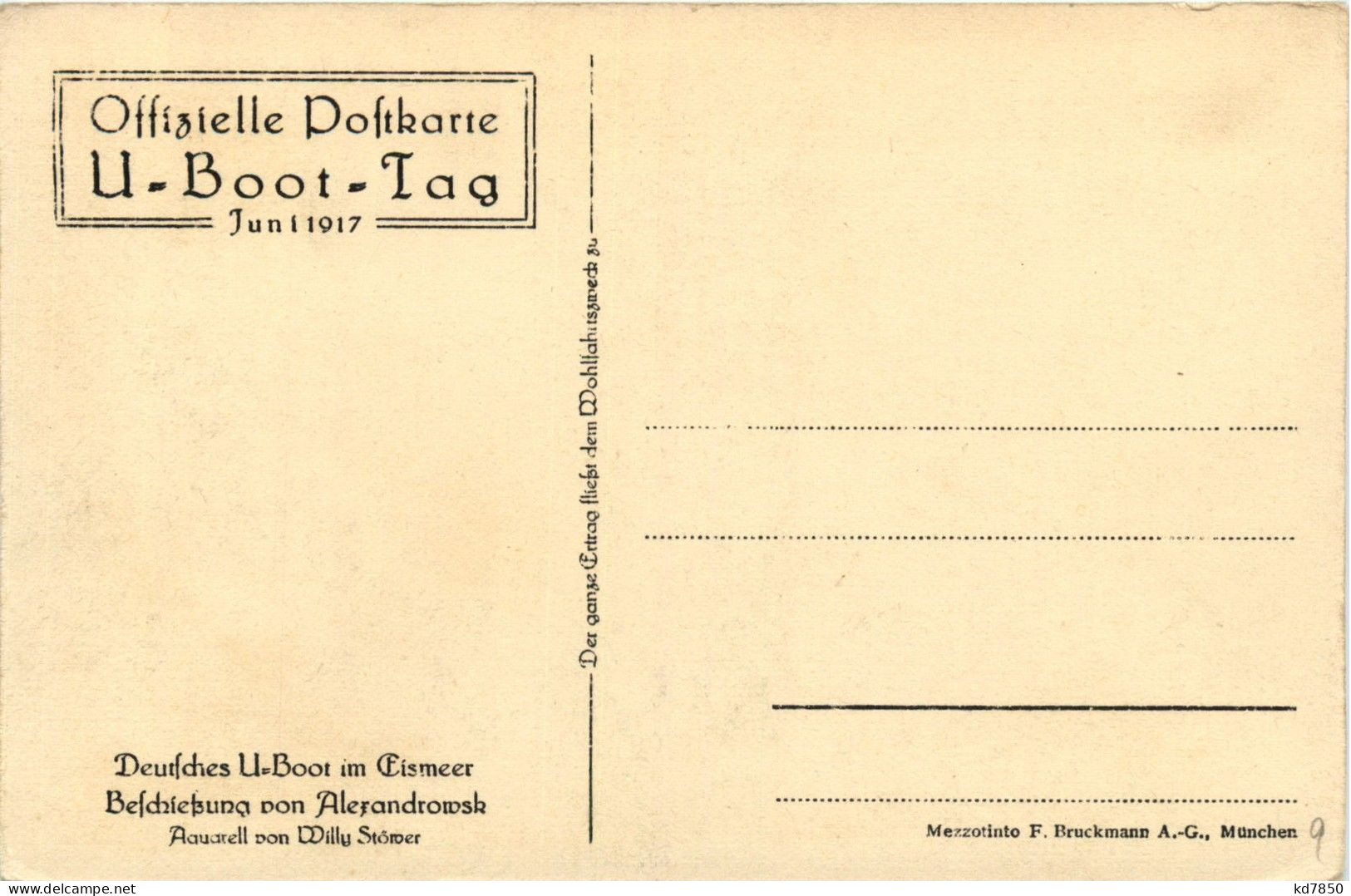 Offizielle Postkarte - U Boot Tag 1917 - Submarinos