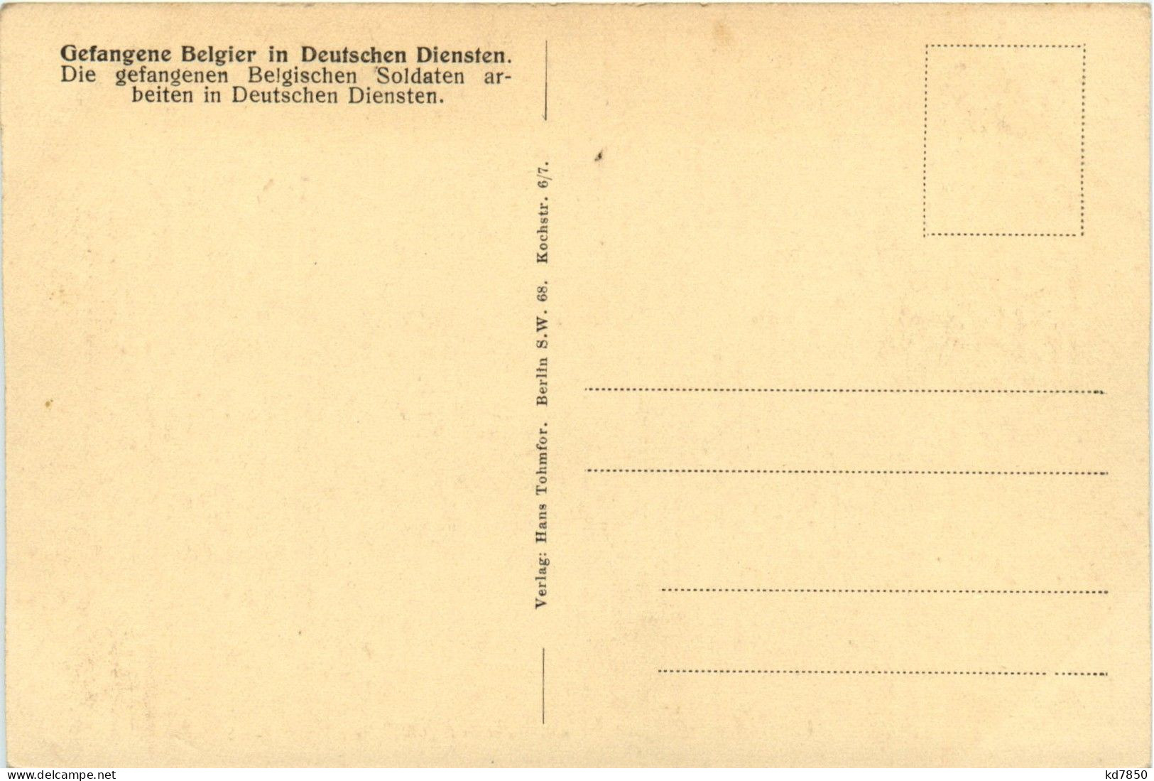 Gefangene Belgier In Deutschen Diensten - War 1914-18