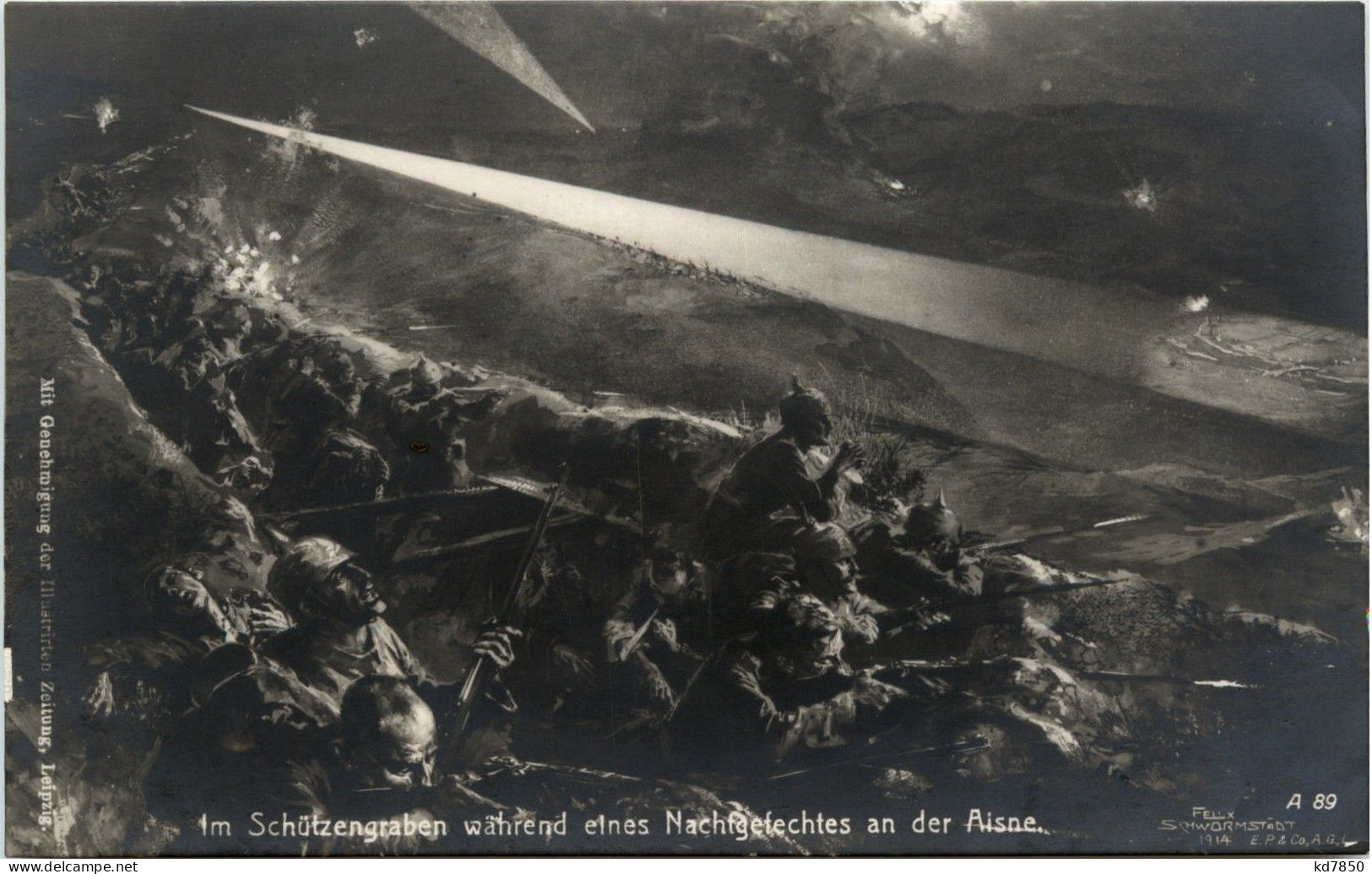 Schützengraben Während Gefecht An Der Aisne - War 1914-18