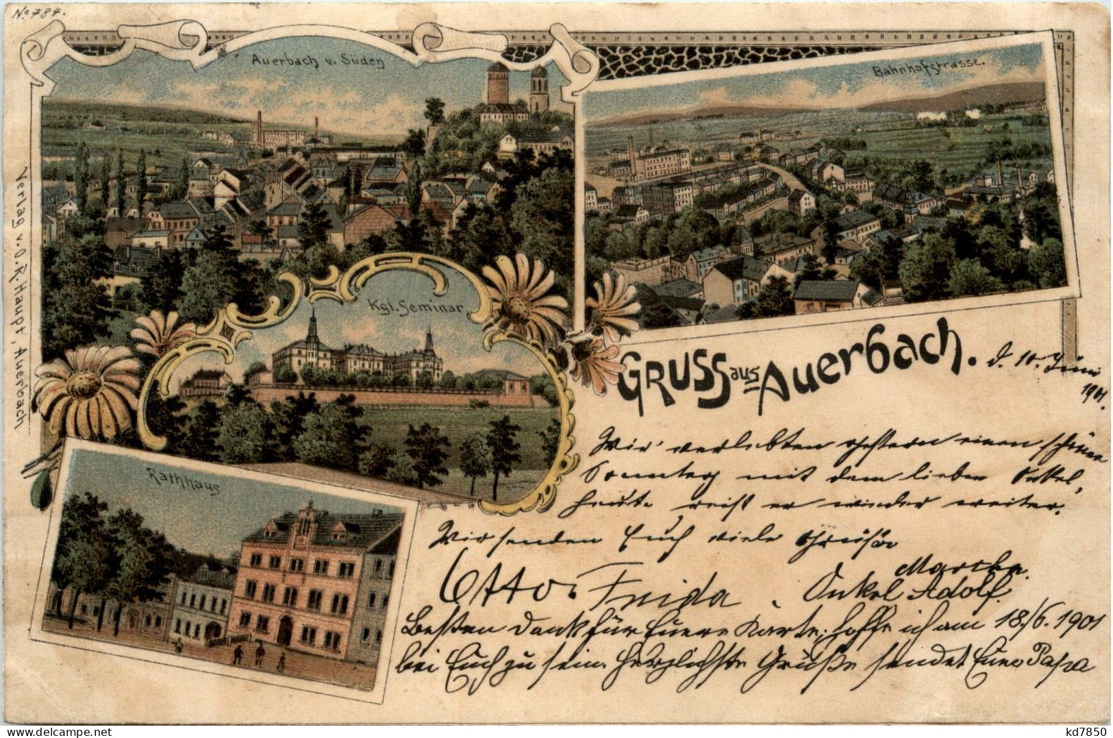 Gruss Aus Auerbach - Litho - Auerbach (Vogtland)