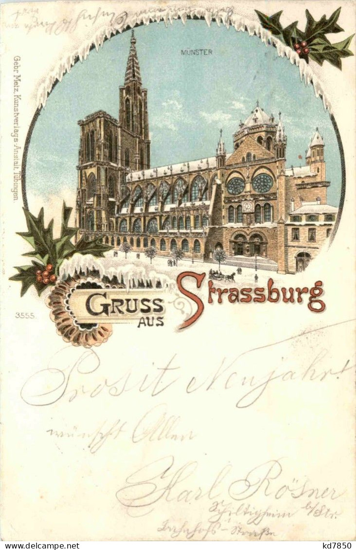 Gruss Aus Strassburg - Winter Litho - Strasbourg