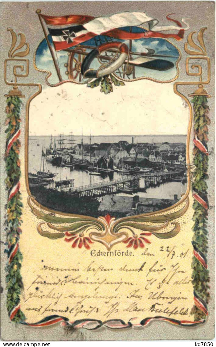 Eckernförde - Litho Prägekarte - Eckernförde