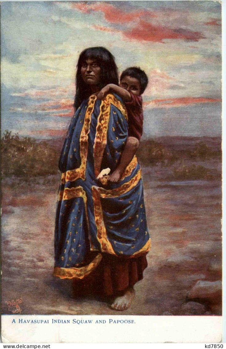 A Ravasupai Indian Squaw And Papoose - Native Americans