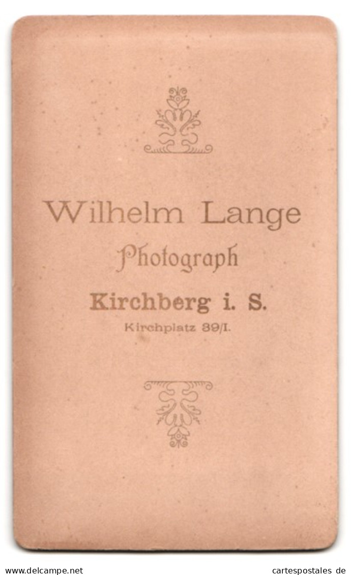 Fotografie Wilhelm Lange, Kirchberg I. S., Kirchplatz 89, Portrait Herr Im Anzug Mit Walrossbart  - Personnes Anonymes