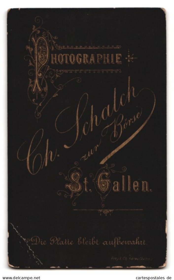 Fotografie Ch. Schalch, St. Gallen, Zur Börse, Portrait Mädchen Im Gestreiften Kleid Mit Brosche Und Halskette  - Anonieme Personen