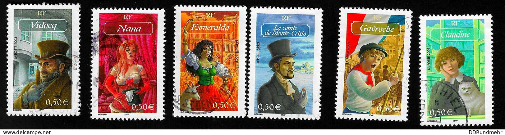 2003 Literatur  Yvert Et Tellier FR 3588 -3593 Michel FR 3730 - 3735 Stamp Number FR 2971 - 2976 Used - Used Stamps