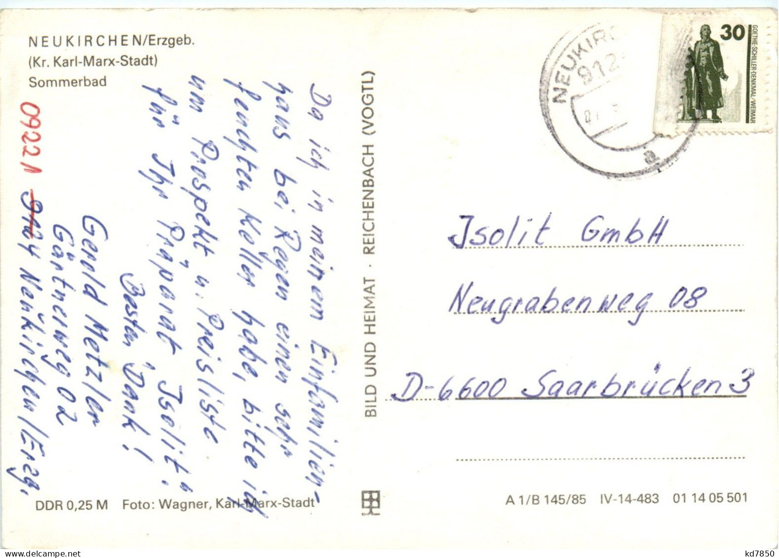 Neukirchen Erzgebirge - Kr. Karl-Marx-Stadt - Chemnitz (Karl-Marx-Stadt 1953-1990)