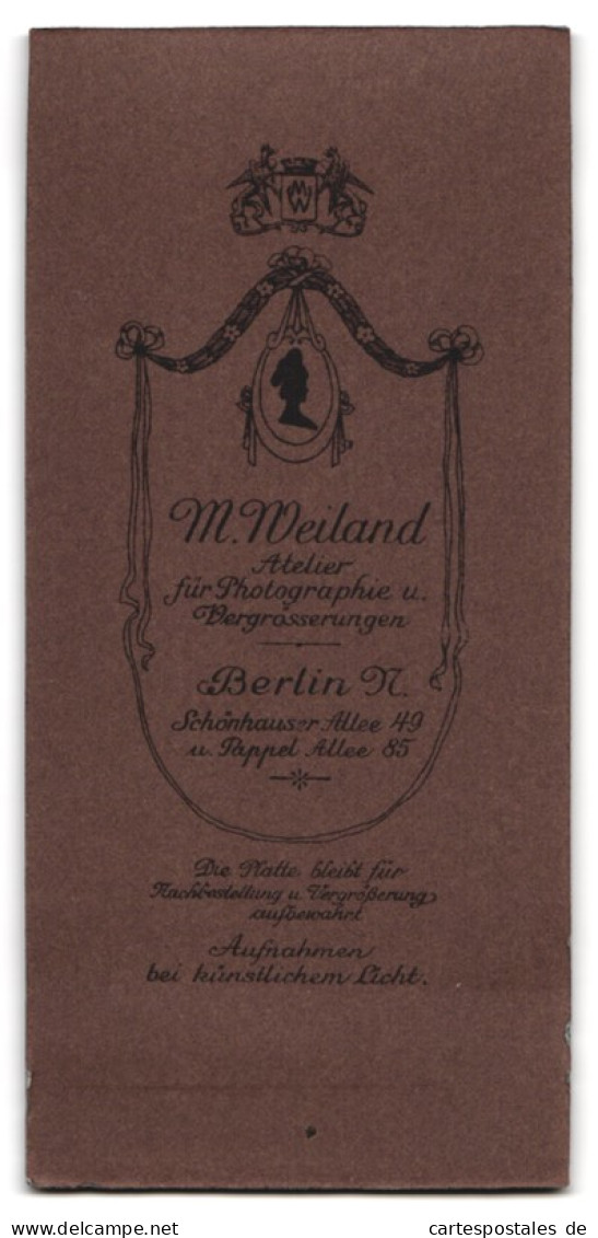 Fotografie M. Weiland, Berlin, Schönhauser-Allee 49, Portrait Dame Im Dunklen Kleid Mit Rose In Der Hand  - Anonymous Persons