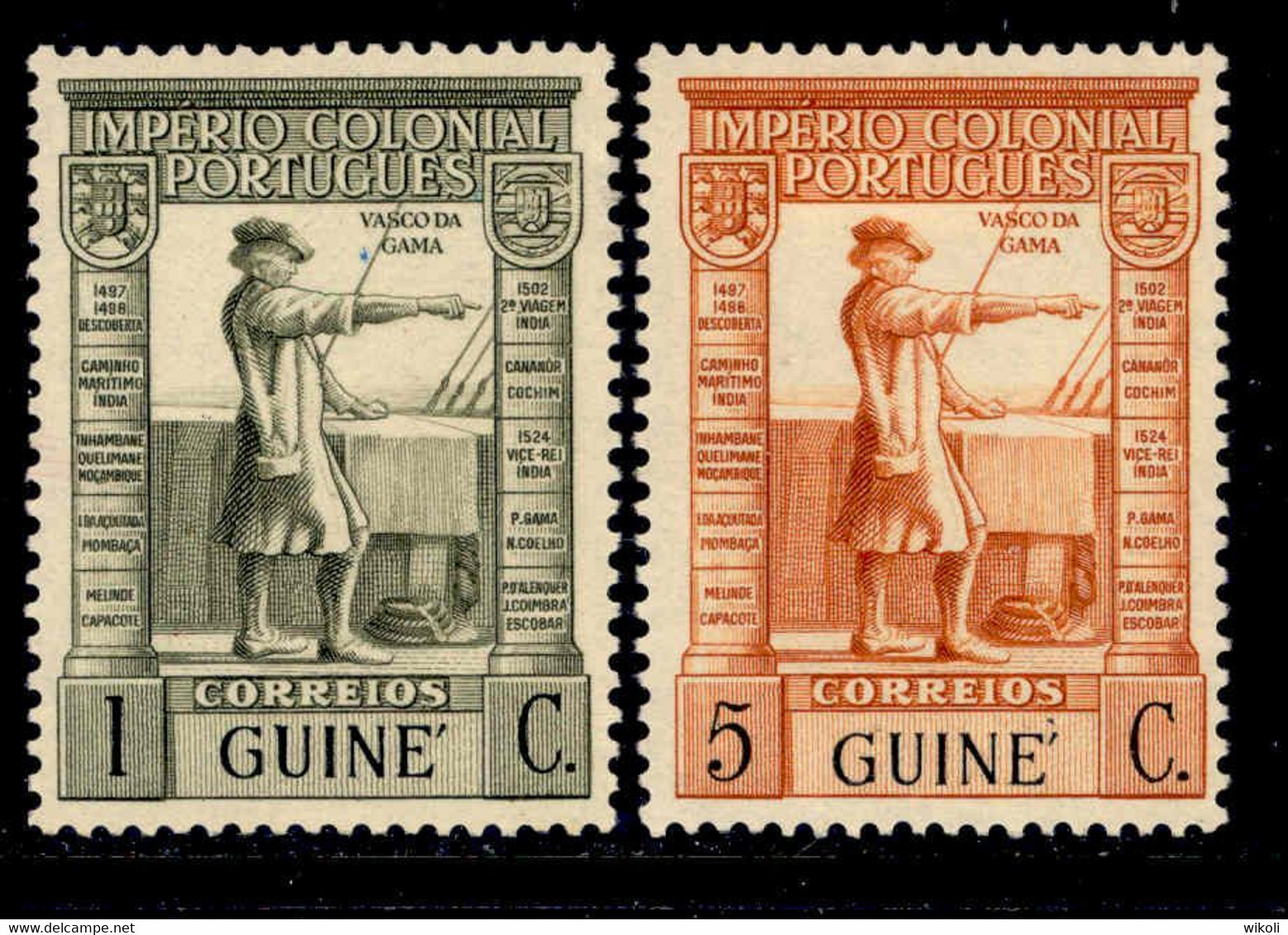 ! ! Portuguese Guinea - 1938 Imperio Vasco Gama 1 & 5 C - Af. 223 & 224 - MH - Guinea Portoghese