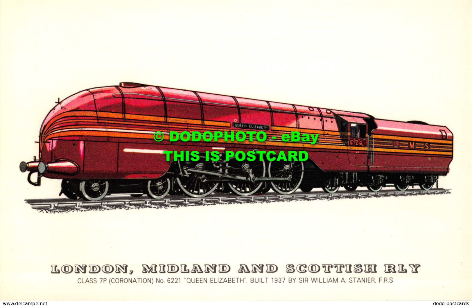 R542820 London. Midland And Scottish Rly. Class 7. P. No. 6221. Queen Elizabeth. - Altri & Non Classificati