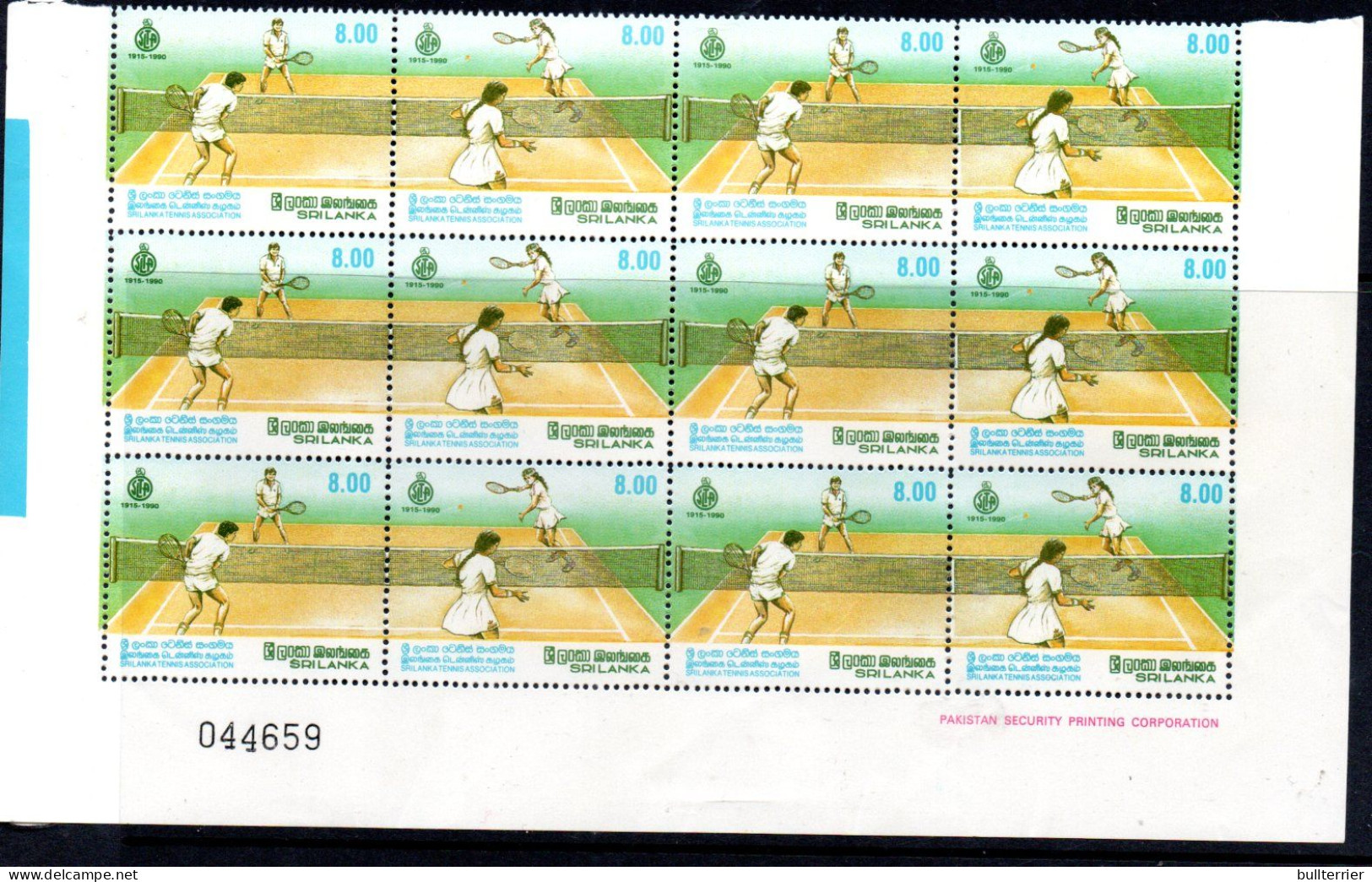 SRI LANKA - 1990 - TENNIS Strips Of 4 In Block Of 12  MNH , Sg £22.50 - Sri Lanka (Ceylon) (1948-...)