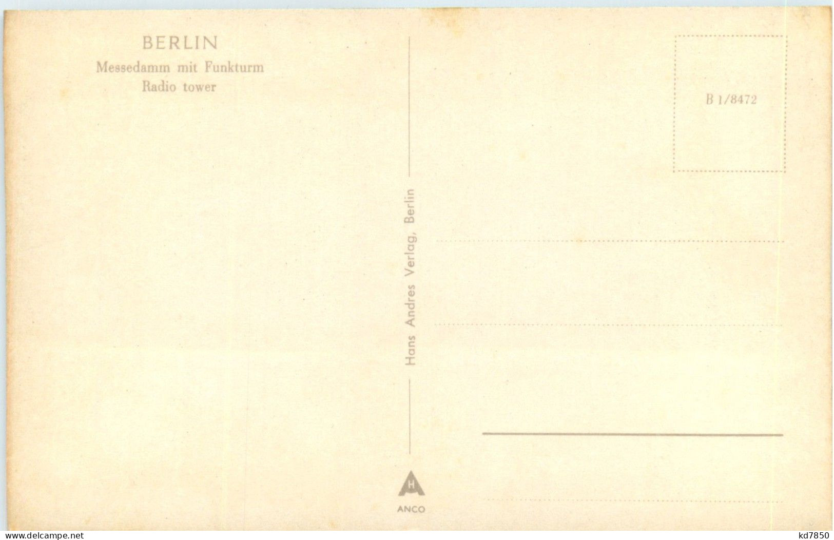 Berlin/diverse Stadtteile - Berlin, Messedamm Mit Funkturm, Radio Tower - Other & Unclassified