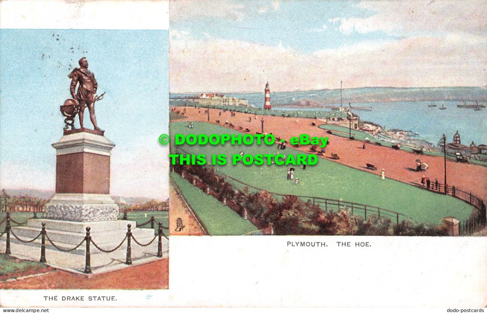 R543003 Plymouth. The Hoe. The Drake Statue. Tuck. View Series. 786. Multi View - World