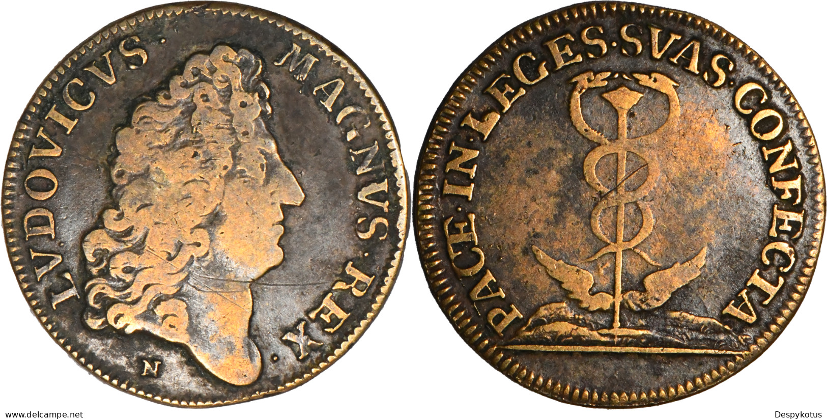 FRANCE - JETON - 1678 - Traités De Nimègue - PACE IN LEGES CONFECTA - Louis XIV - 19-179 - Monarquía / Nobleza