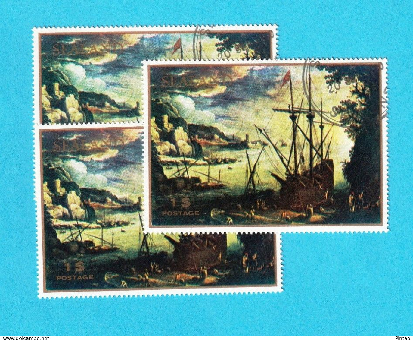 BAR8726sv3- SEALAND 1970- CTO (PINTURA - BARCOS)_ X3 - Altri & Non Classificati