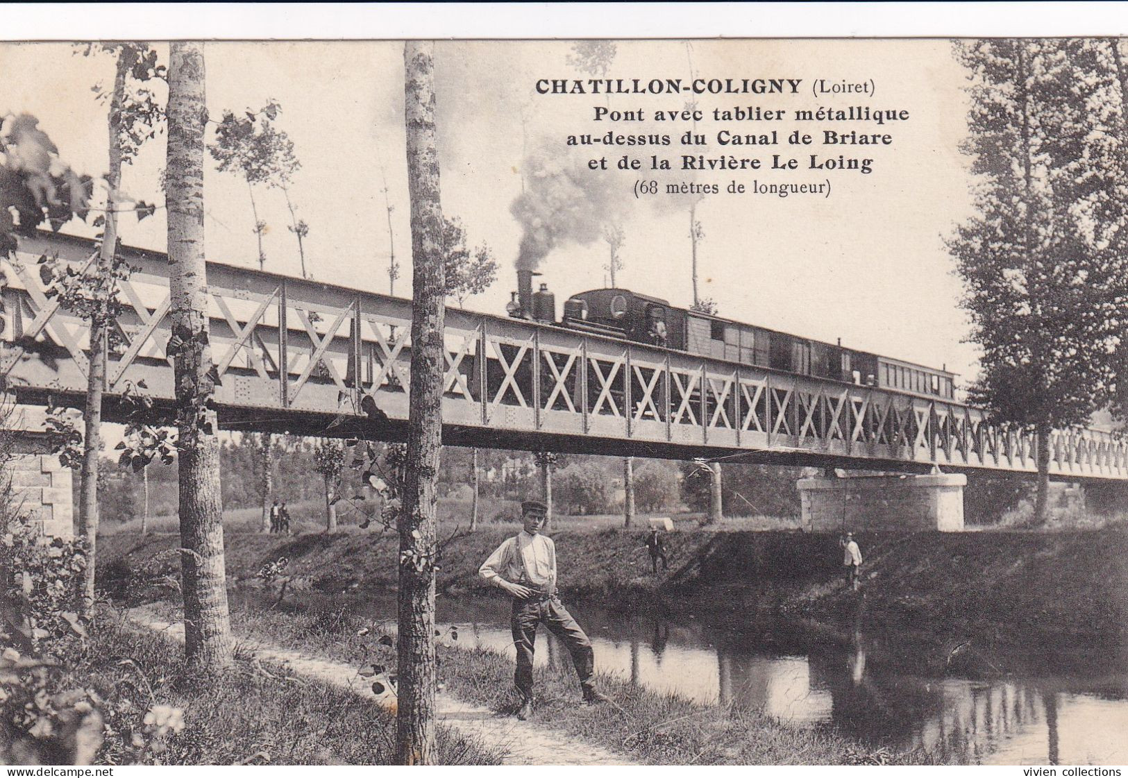 Chatillon Coligny (45 Loiret) Imprimerie Ruet Bourdet "réclamez Colis Gare Du Tramway" Sur Carte Pont Du Canal De Briare - Chatillon Coligny