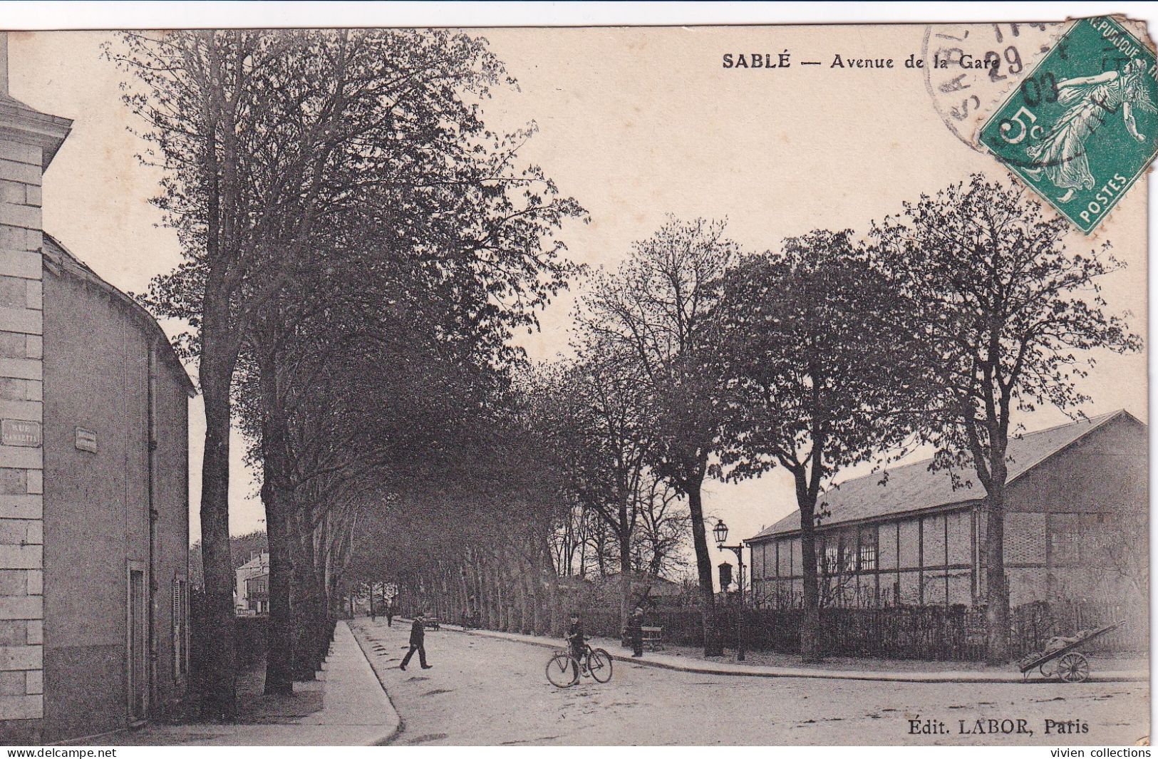 Sablé (72 Sarthe) Avenue De La Gare - édit. Labor Circulée 1909 - Sable Sur Sarthe
