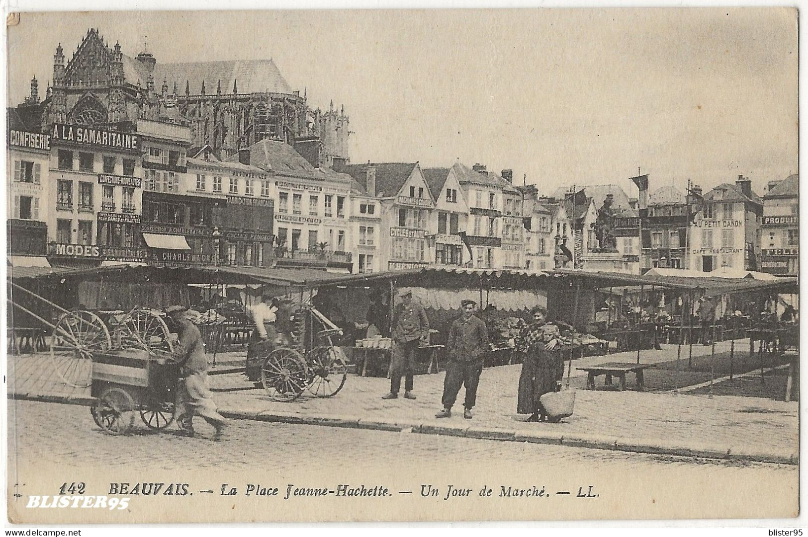 Beauvais (60) Place Jeanne Hachette Un Jour De Marché , Envoyée Par Un Soldat En 1918 - Beauvais