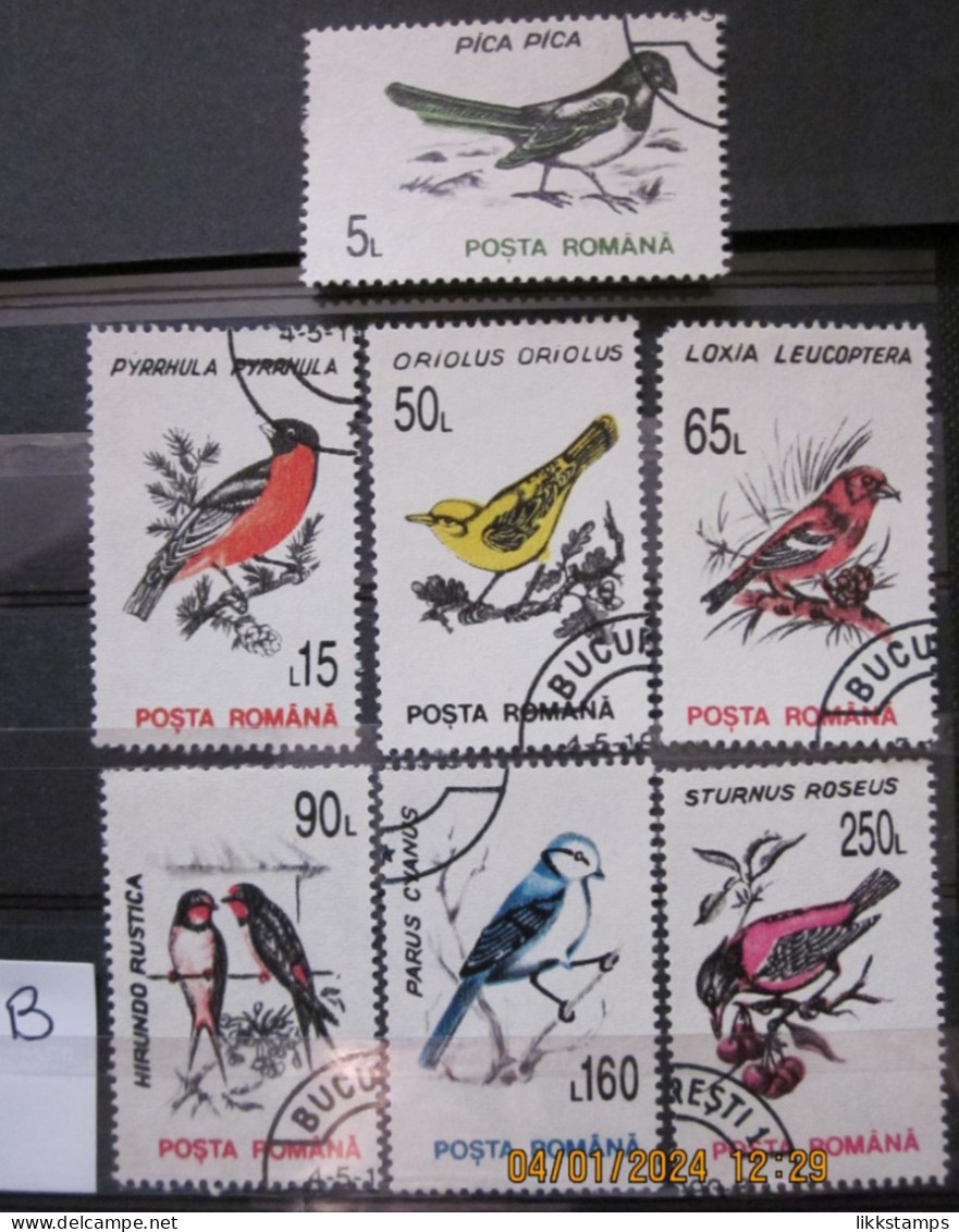 ROMANIA ~ 1993 ~ S.G. NUMBERS 5510 + 5512 + 5515 - 5519 ~ 'LOT B' ~ BIRDS ~ VFU #03566 - Usati