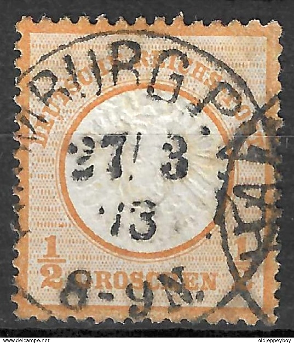 GERMAN EMPIRE GERMANY  1872 1/2g Violet LARGE SHIELD Mi #18 Orange - Usados
