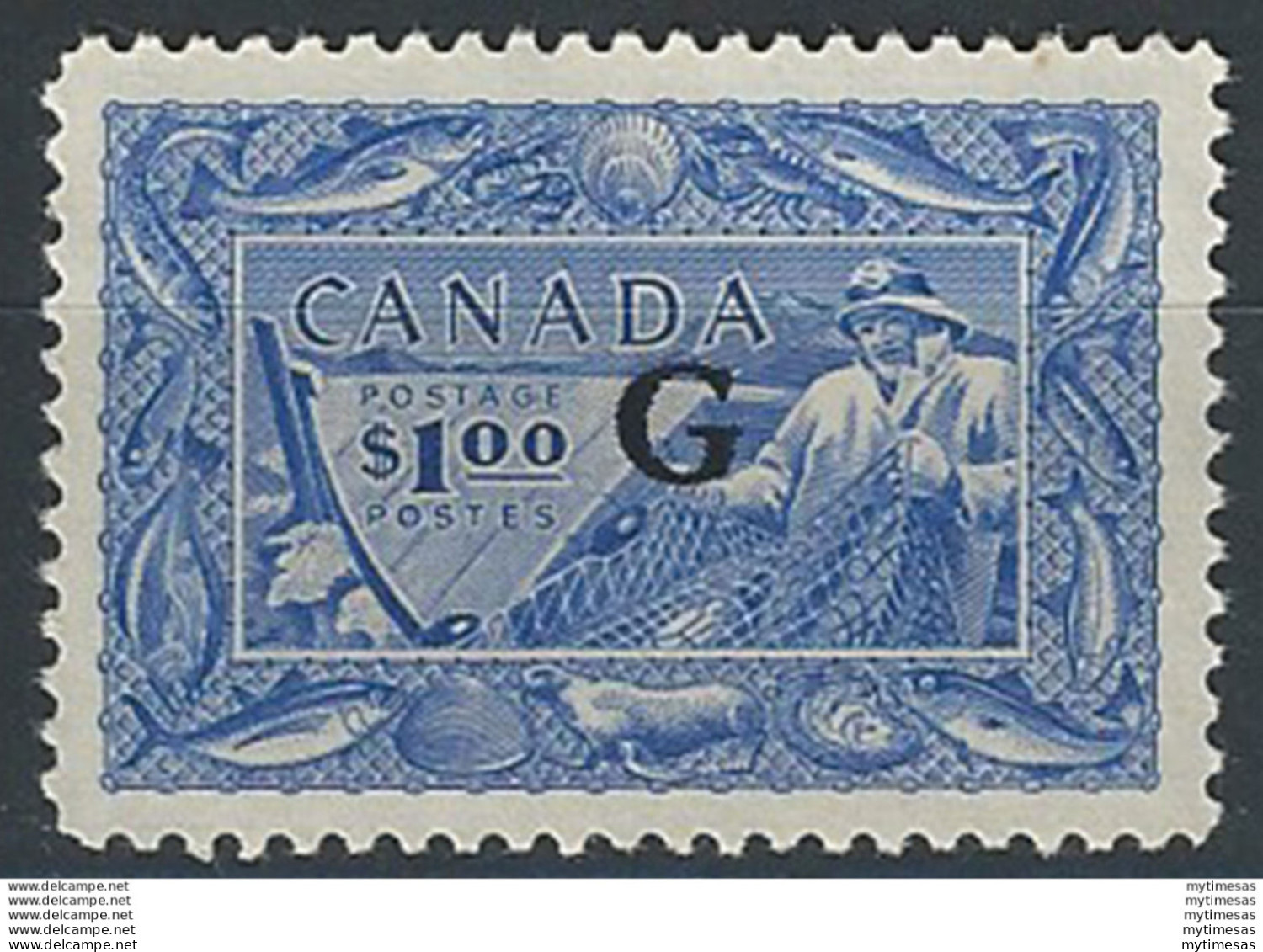 1951 Canada  $1 Fisherman Overprinted "G" MNH SG N. O192 - Other & Unclassified