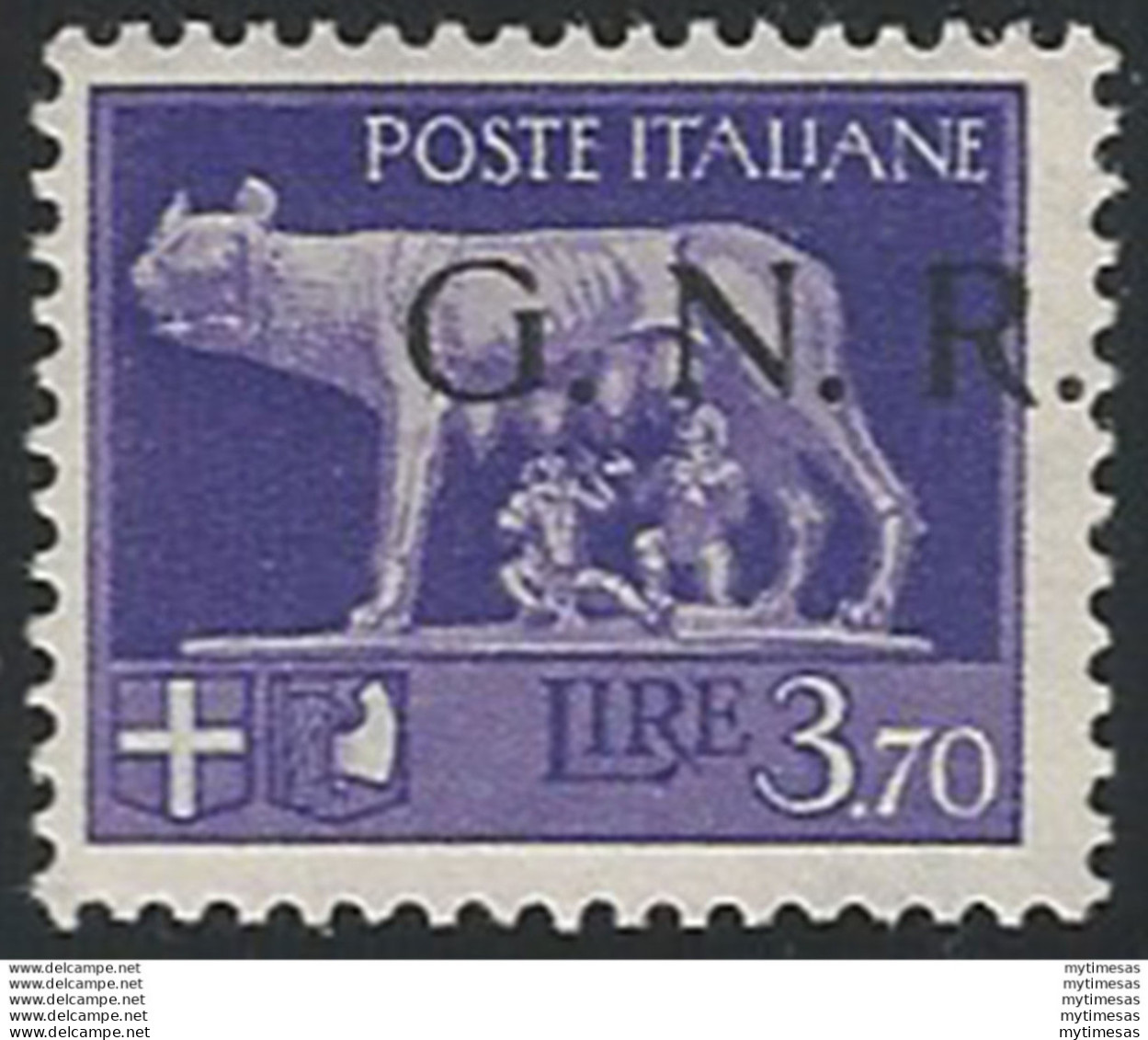 1943 Repubblica Sociale Lire 3,70 G.N.R. I Brescia Var MNH Sassone N. 484/Ihcc - Other & Unclassified