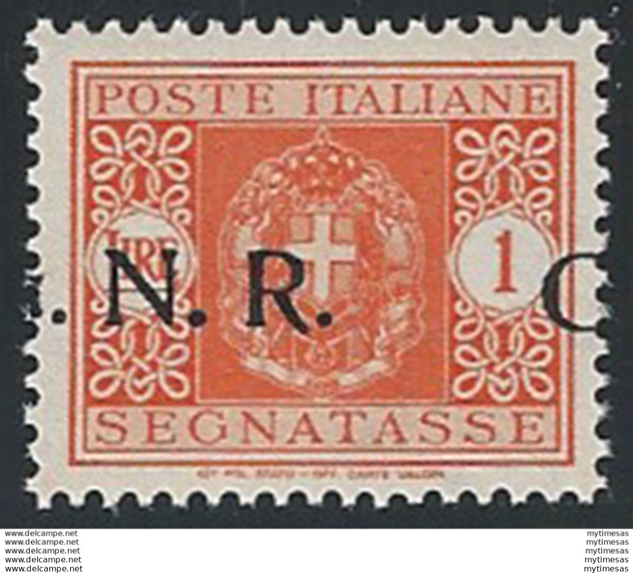 1944 Repubblica Sociale Segnatasse Lire 1 G.N.R. Verona Var MNH Sassone N. 55d - Other & Unclassified