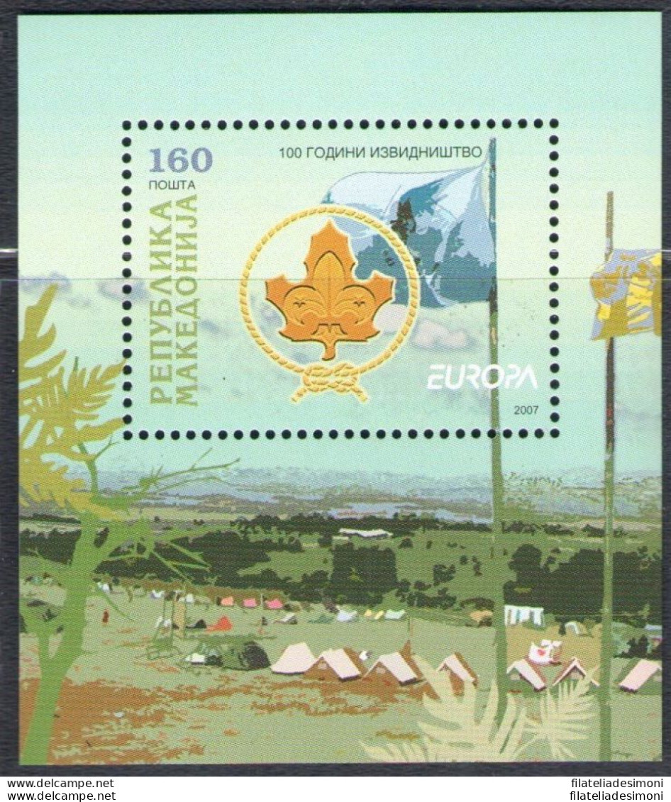 2007 EUROPA CEPT, Macedonia , Foglietto - Souvenir Sheet, 100 Anni Di Scoutismo - Andere & Zonder Classificatie