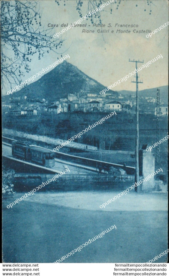 Bh61 Cartolina Cava Dei Tirreni Pontile S.francesco Rione Galiri Tram Salerno - Salerno