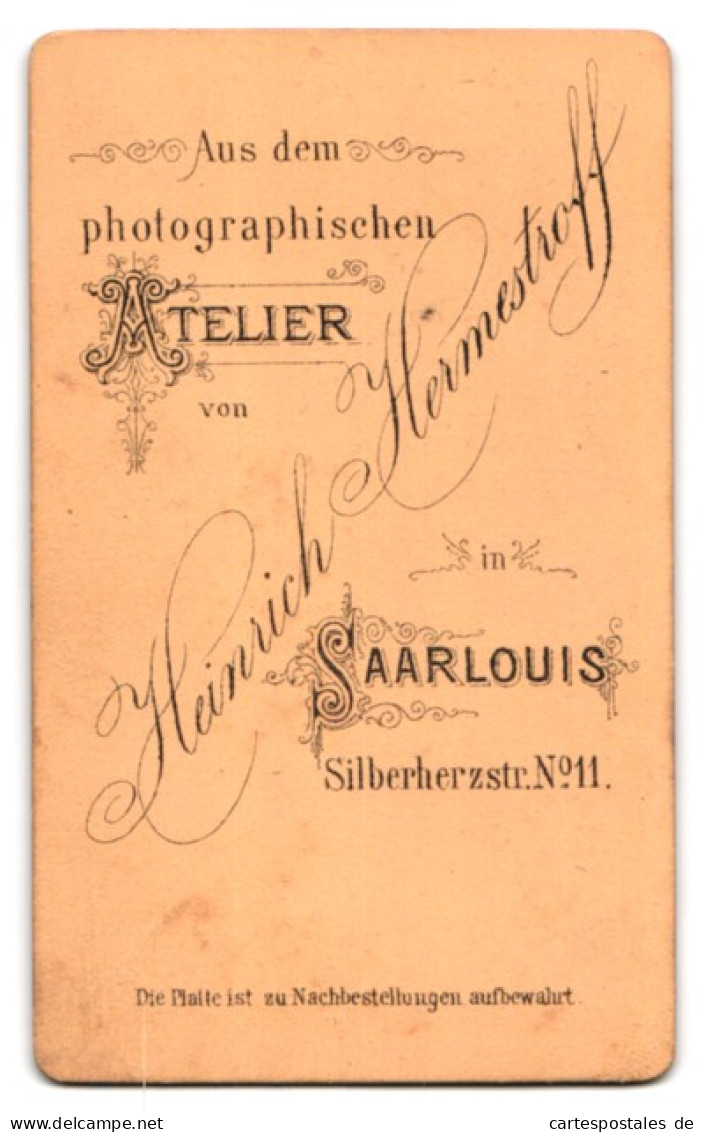 Fotografie Heinrich Hermestroff, Saarlouis, Silberherzstr. 11, Portrait Herr Im Anzug Mit Henriquatre Bart  - Anonyme Personen