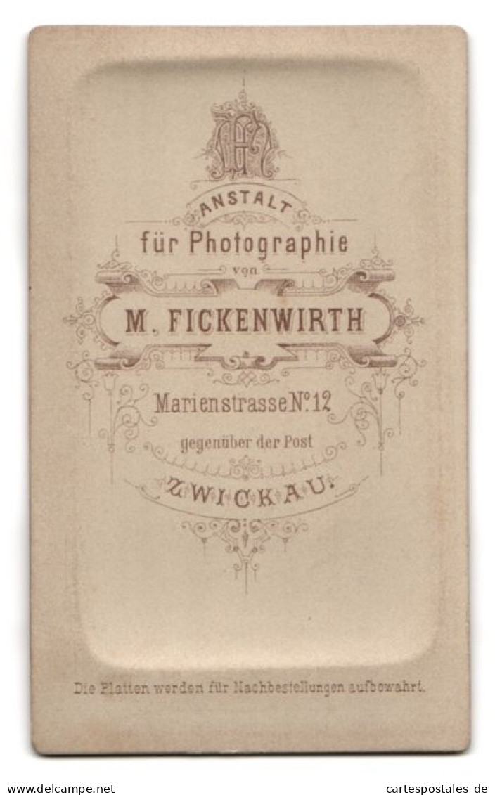 Fotografie M. Fickenwirth, Zwickau, Marienstrasse 12, Dame Im Taillierten Kleid  - Anonieme Personen
