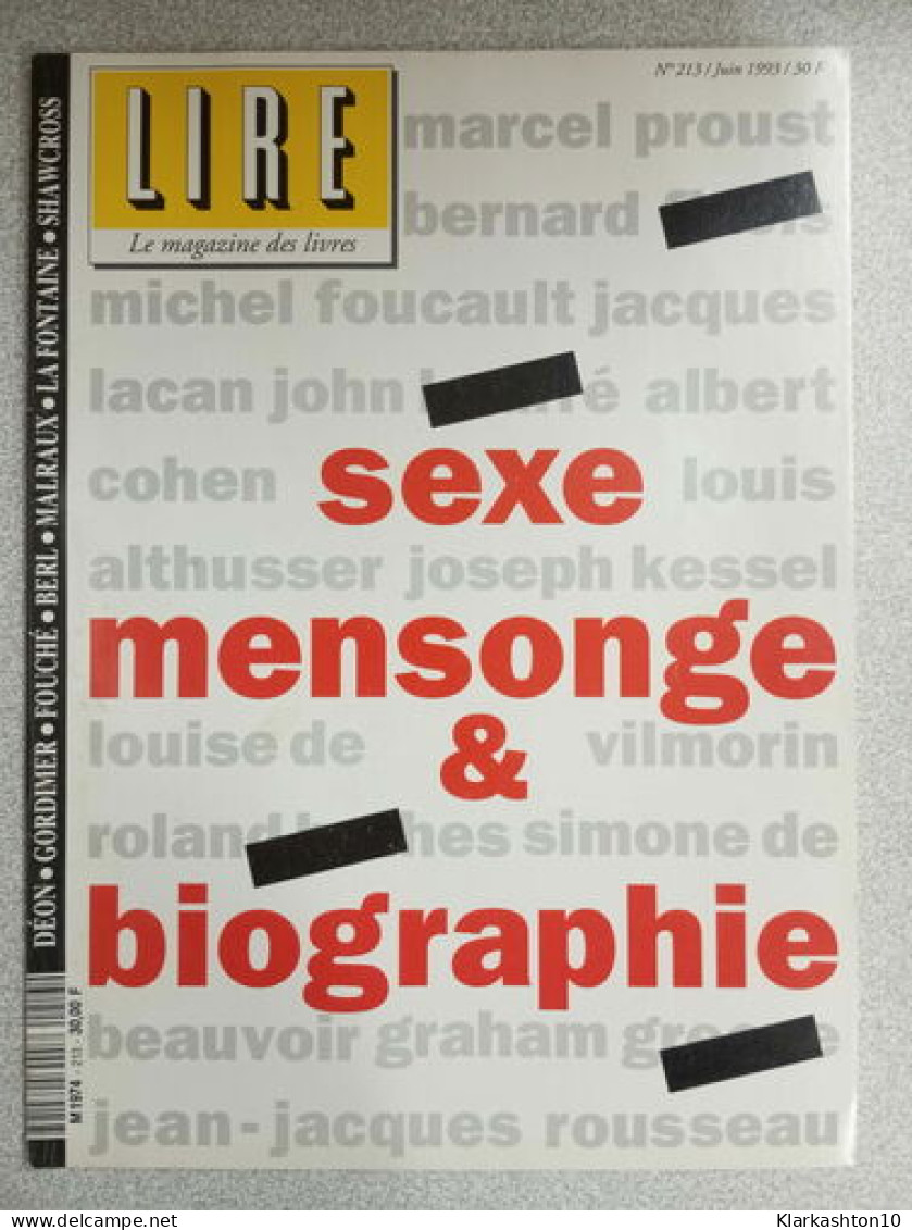 Lire Nº 213 - Le Magazine Des Livres / Juin 1993 - Sonstige & Ohne Zuordnung