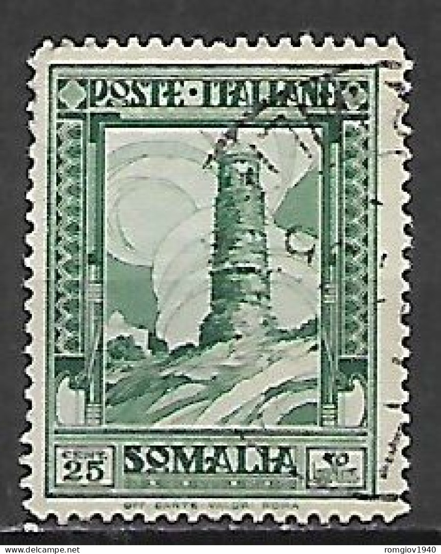 COLONIE ITALIANE  SOMALIA 1932 PITTORICA SASS. 172  Dent.12X14 USATO VF - Somalia