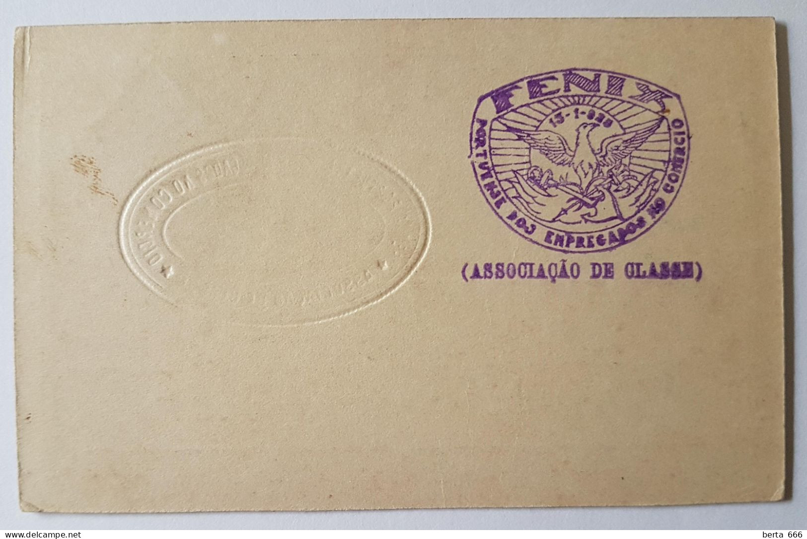 FENIX Associação Portuense Dos Empregados No Comércio * Cartão De Identidade De Sócio * 1929 - Cartes De Membre
