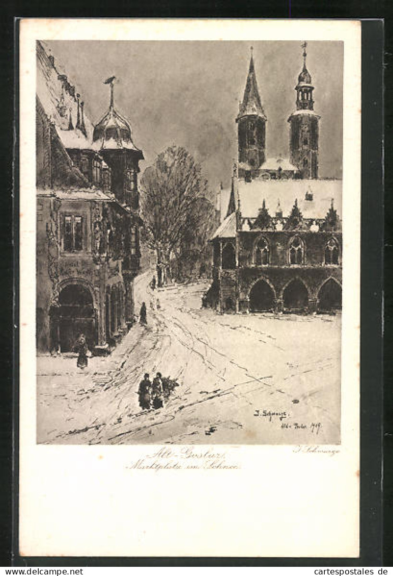 Künstler-AK Goslar, Marktplatz Im Schnee  - Goslar