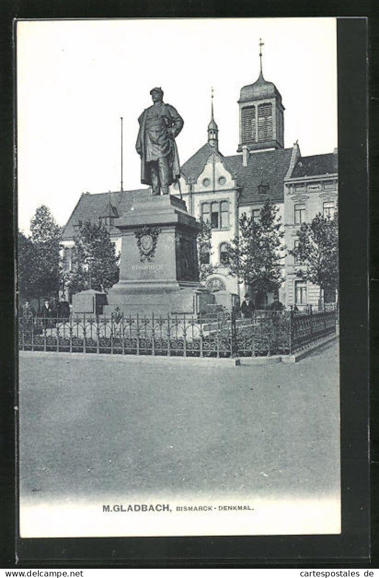 AK Mönchengladbach, Königsplatz Mit Bismarck-Denkmal  - Moenchengladbach