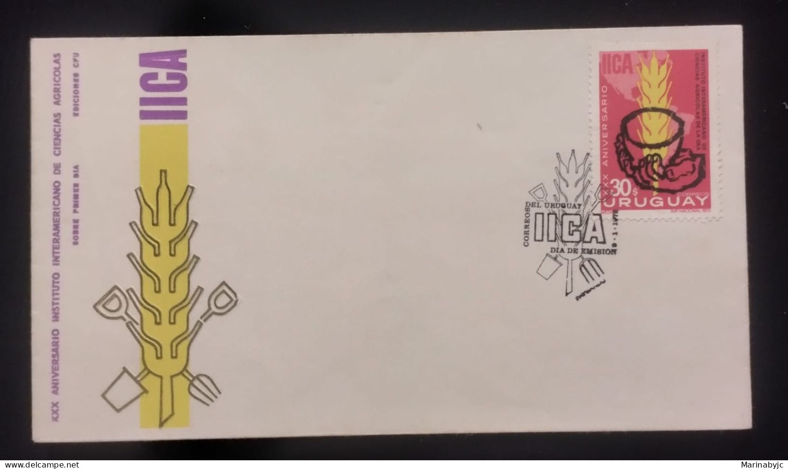 D)1973, URUGUAY, FIRST DAY COVER, ISSUE, XXX ANNIVERSARY OF THE INTER-AMERICAN INSTITUTE OF AGRICULTURAL SCIENCES, FDC - Uruguay